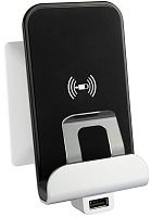 Беспроводное зарядное устройство + USB Legrand Valena Life 2400мА антрацит картинка